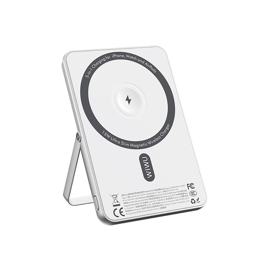 Wiwu Wi-P034 Dijital LED Göstergeli Standlı Kablosuz Powerbank 5000mAh 15W - 4
