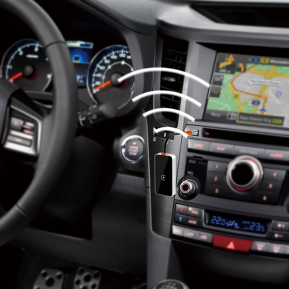 Wiwu Wi-CP002 CarPlay Dijital LED Göstergeli Kablosuz Ses Alıcı USB Girişli Bluetooth Adaptör - 5