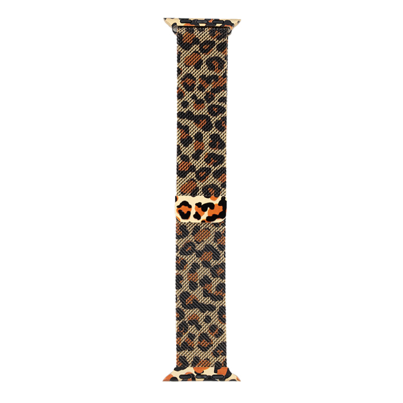 Apple Watch 40mm Uyumlu Zore KRD-01 Leopar Desenli Metal Kordon - 1