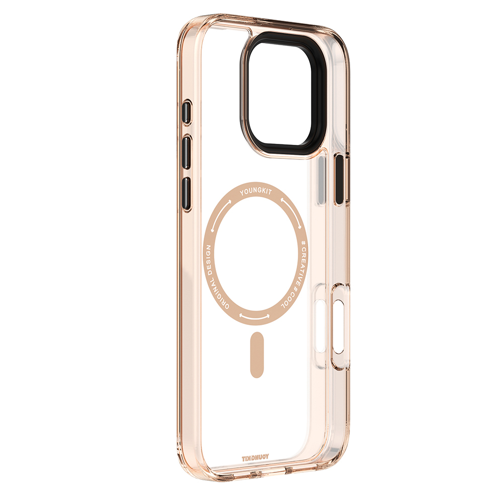 Apple iPhone 16 Pro Max Uyumlu Kılıf M-safe Şarj Özellikli Cam Arka Yüzey TPU Youngkit Gemstone Clear Serisi Kapak - 6