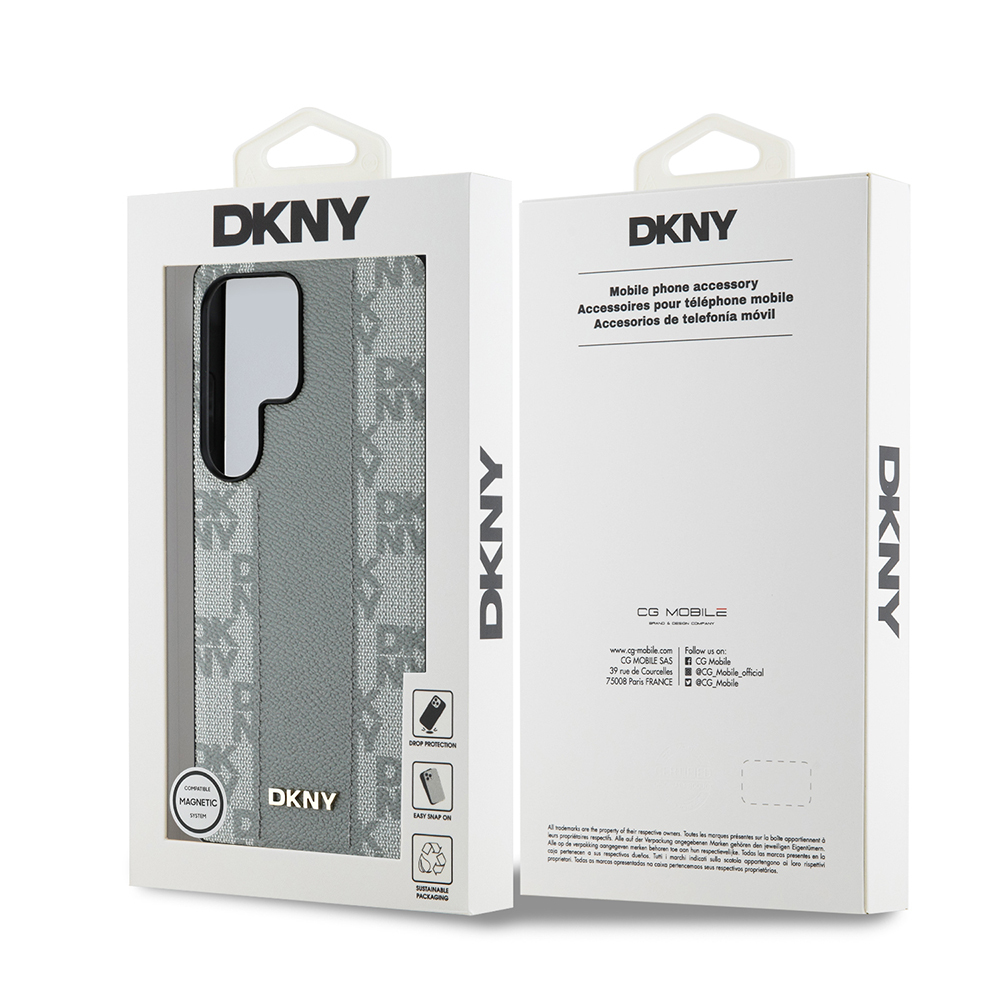 Samsung Galaxy S25 Ultra Uyumlu Kılıf DKNY Orjinal Lisanslı M-safe Şarj Özellikli 3D Yazılı Checkered Pattern Kapak - 14