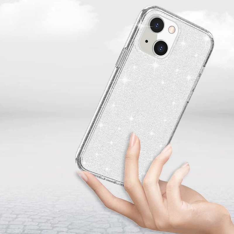 Apple iPhone 14 Uyumlu Kılıf Parlayan Simli Şeffaf Zore Redos Kapak - 1