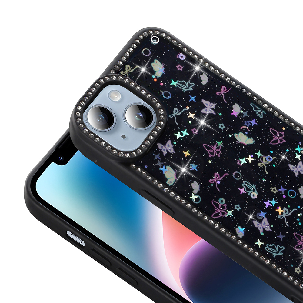 Apple iPhone 14 Uyumlu Kılıf Taşlı ve Simli Tasarım Zore Azra Kapak - 5