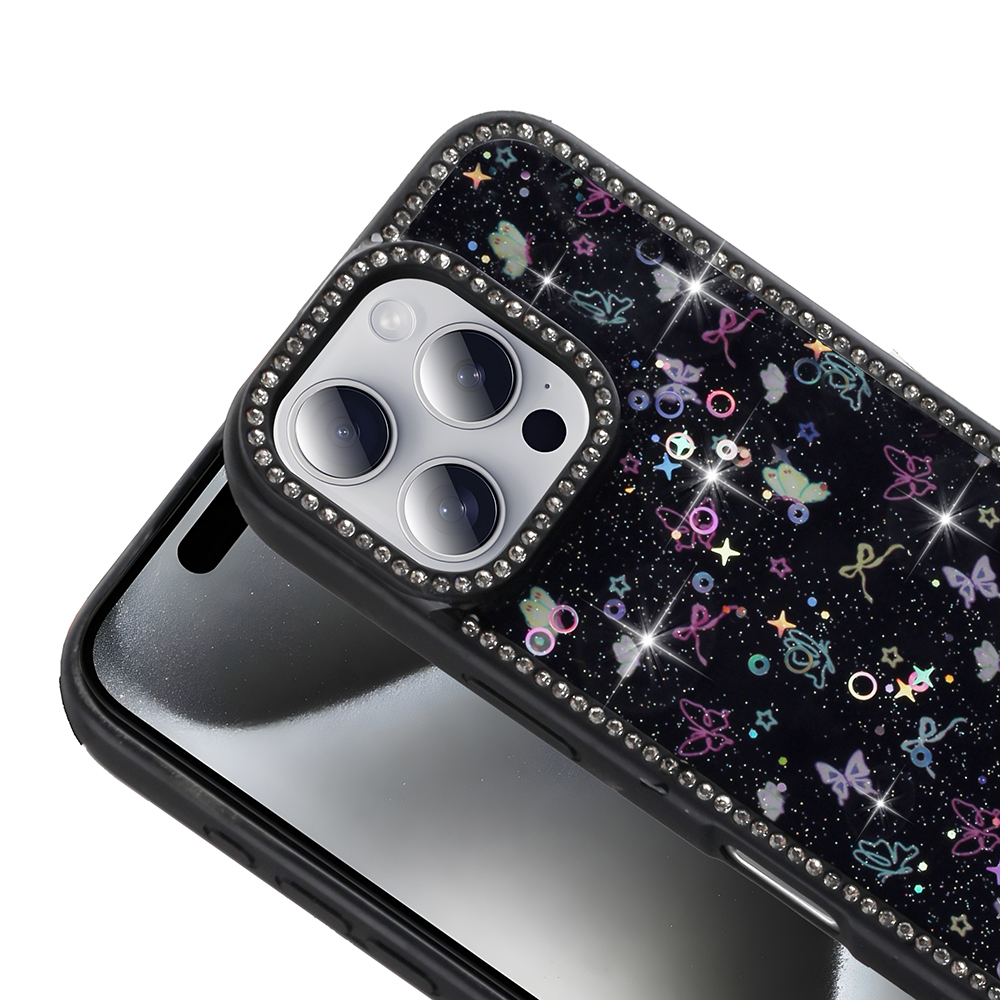 Apple iPhone 16 Pro Uyumlu Kılıf Taşlı ve Simli Tasarım Zore Azra Kapak - 5
