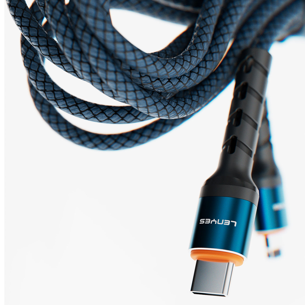 Lenyes LC515 Type-C to Lightning Hızlı Şarj Özellikli Örgülü Data ve Şarj Kablosu 30W 1M - 1