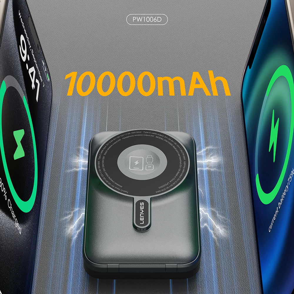 Lenyes PW1006D Dijital LED Ekranlı Standlı Wireless Powerbank 15W 10000mAh - 6