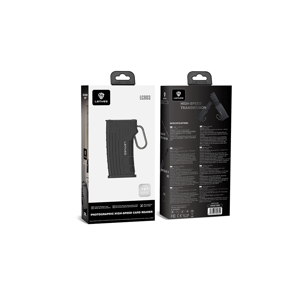 Lenyes LCR03 Type-C Kablolu Su Geçirmez Çoklu Kart Depolama ve Okuyucu Kutusu 10 Gbps - 10