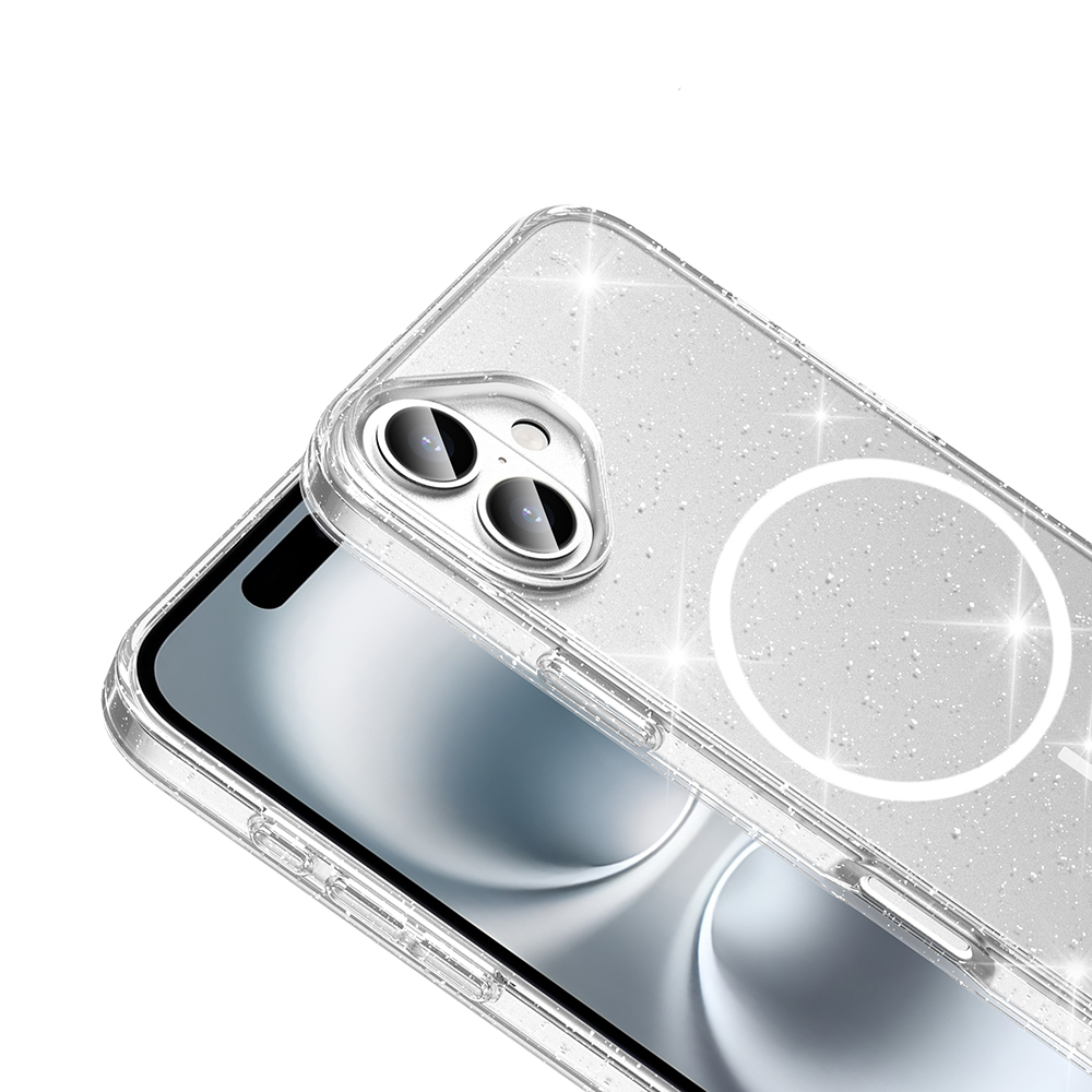 ​Apple iPhone 16 Uyumlu Kılıf M-safe Şarj Özellikli Parlayan Simli Saydam Renkli Zore Maris Kapak - 2