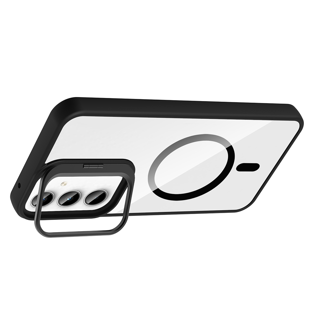 Samsung Galaxy A35 Uyumlu Kılıf Standlı ve Kamera Lens Hediyeli M-Safe Şarj Özellikli Zore Etro Kapak - 4