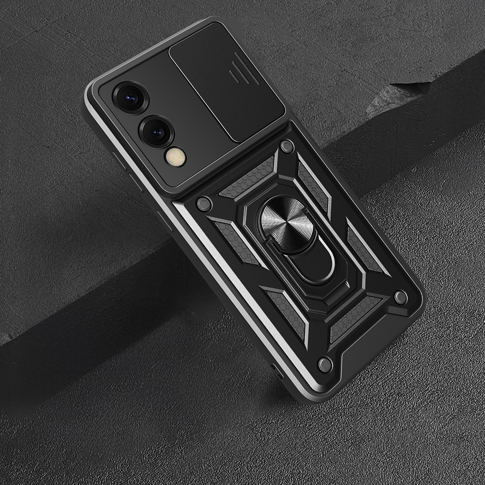 Samsung Galaxy S25 Edge Uyumlu Kılıf Magnetik Standlı Kamera Korumalı Zore Sürgülü Vega Kapak - 5