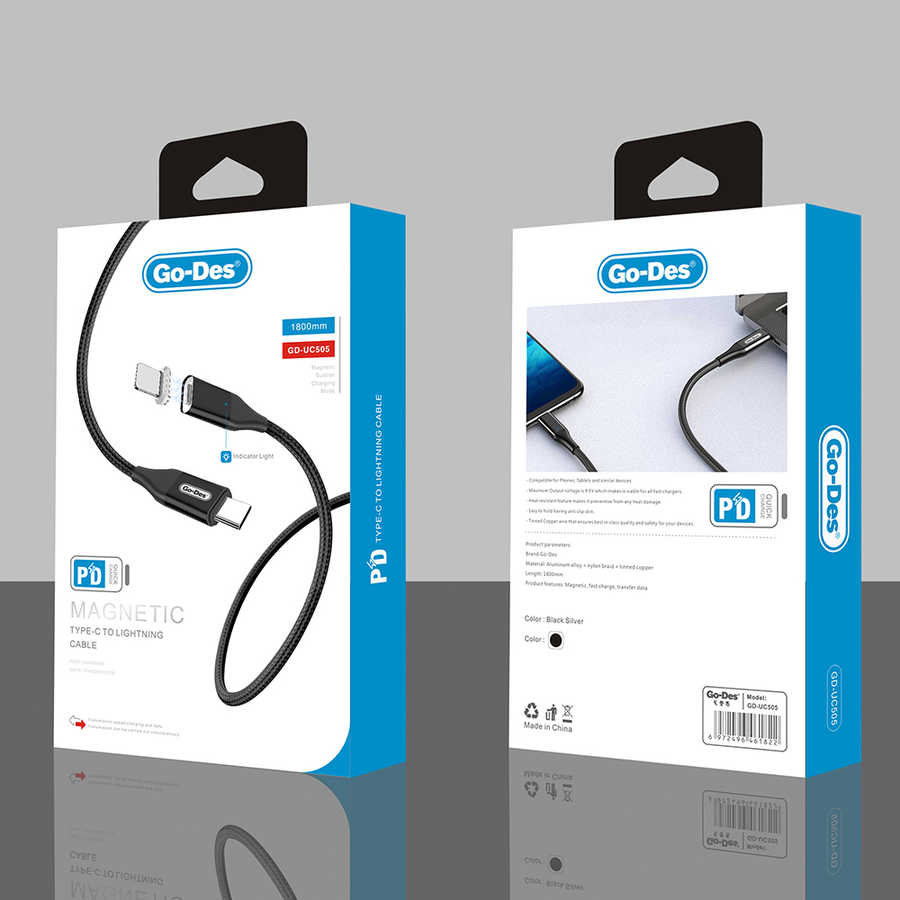 Go Des UC-505 Magnetic Type-C To Lightning PD Kablo - 1