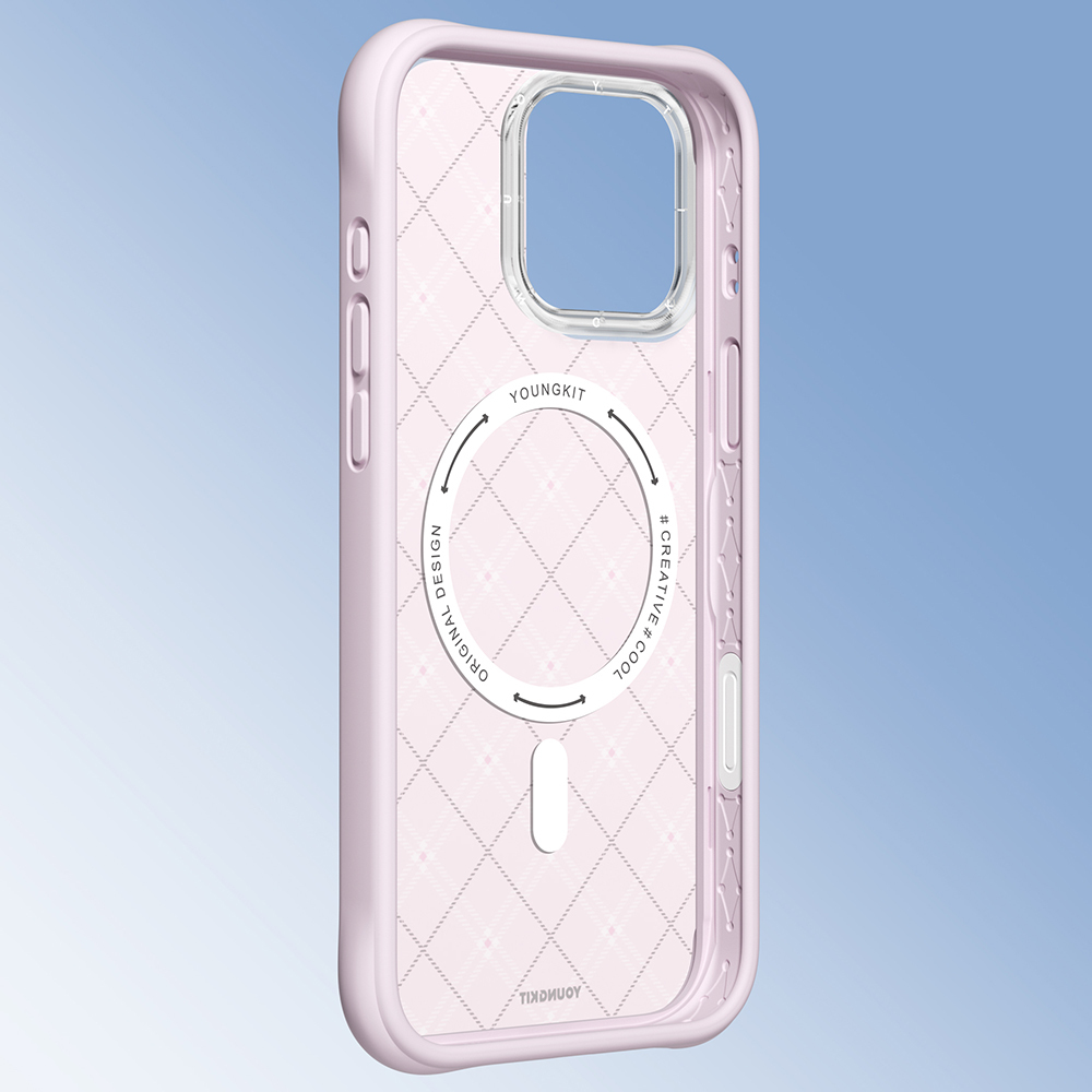 Apple iPhone 16 Pro Uyumlu Kılıf M-safe Şarj Özellikli Youngkit Argyle Serisi Kapak - 4
