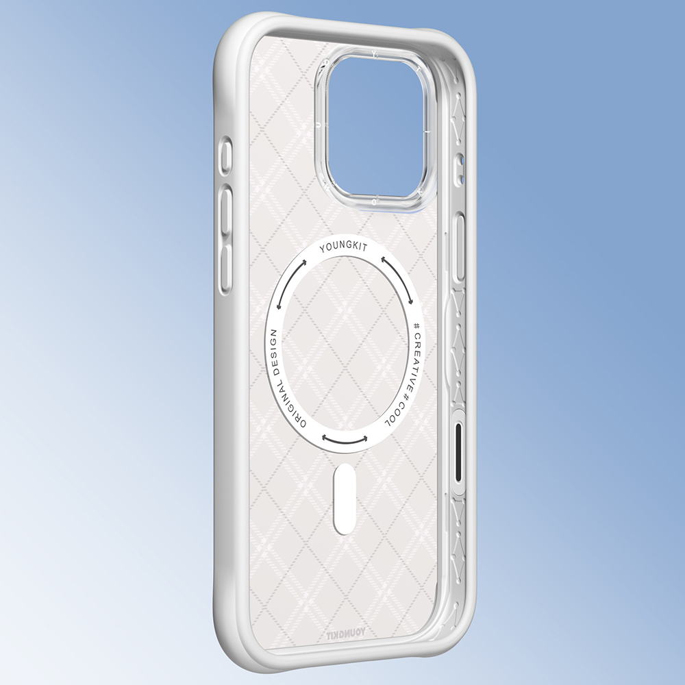 Apple iPhone 16 Pro Uyumlu Kılıf M-safe Şarj Özellikli Youngkit Argyle Serisi Kapak - 5