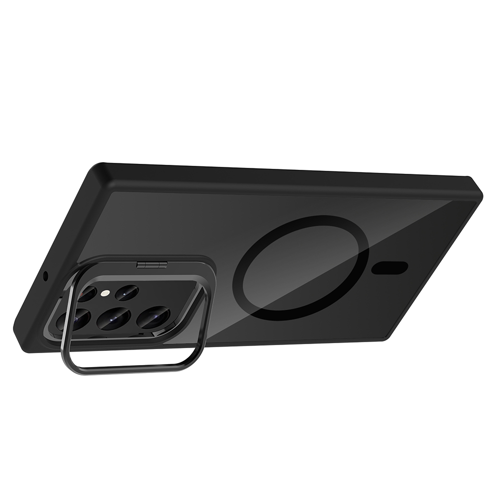 Samsung Galaxy S23 Ultra Uyumlu Kılıf Standlı ve Kamera Lens Hediyeli M-Safe Şarj Özellikli Zore Etro Kapak - 8