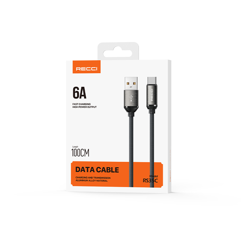 Recci RS35C USB-A to Type-C Örgü Tasarımlı Hızlı Şarj Özellikli Data ve Şarj Kablosu 1M - 9