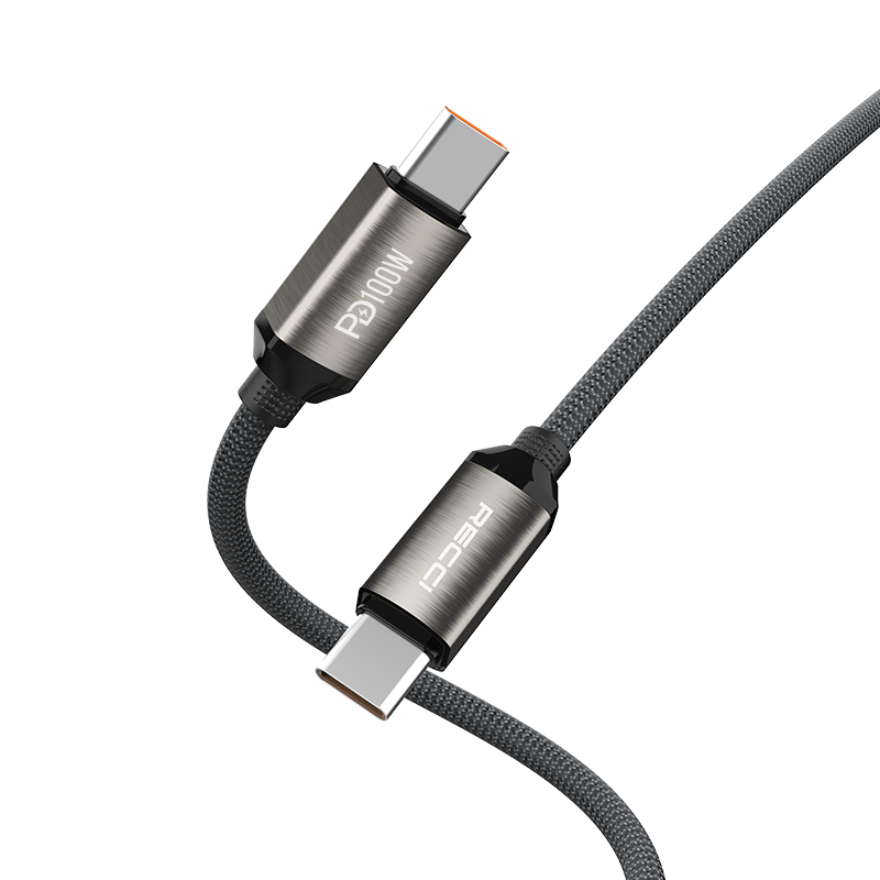Recci RS45CC Type-C to Type-C PD 100W Örgü Tasarımlı Hızlı Şarj Özellikli Data ve Şarj Kablosu 1M - 1