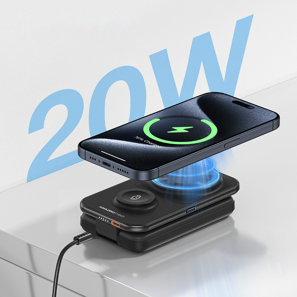 Amazingthing Thunder Pro Mag 6in1 PD22.5W Katlanabilir Standlı Kablosuz Powerbank 8000mAh - 16