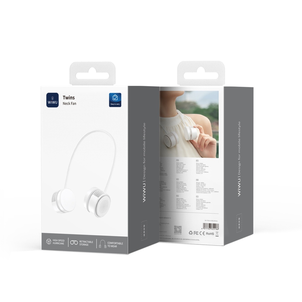 Wiwu Wi-FS014 Twins Neck Taşınabilir Şarjlı Boyun Askılı Fan - 5
