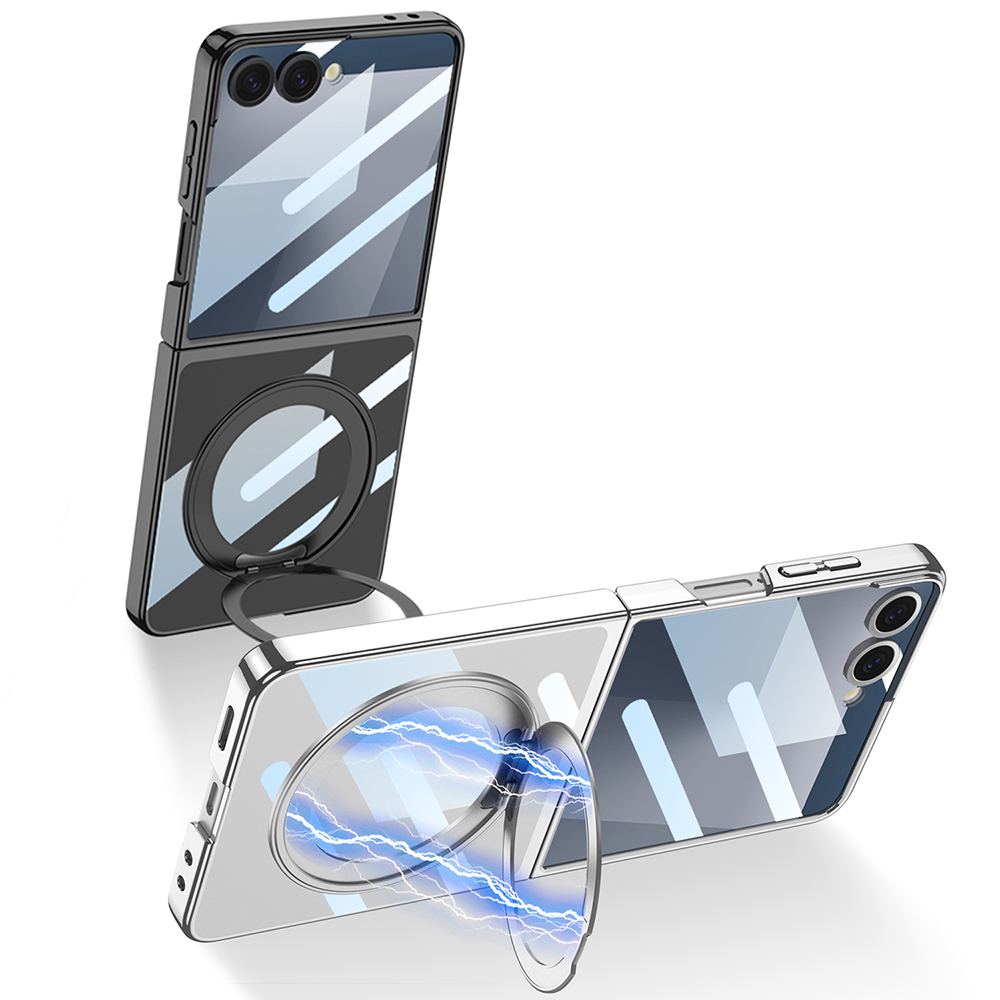 Samsung Galaxy Z Flip Uyumlu 7 M-safe Şarj Özellikli Zore Kıpta KPT-02 Standlı Kapak - 2