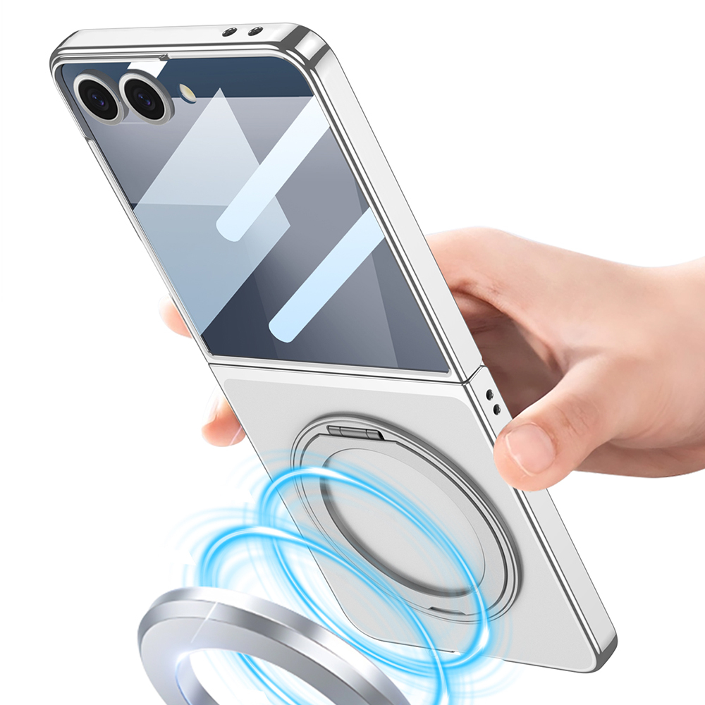 Samsung Galaxy Z Flip Uyumlu 7 M-safe Şarj Özellikli Zore Kıpta KPT-02 Standlı Kapak - 3