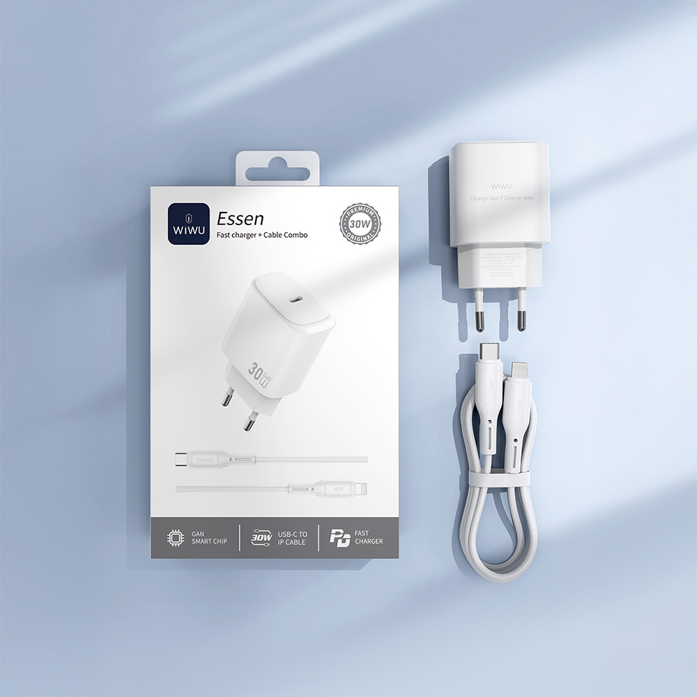 Wiwu Wi-G008 Essen Serisi GaN Tech PD Hızlı Şarj Başlığı Type-C to Type-C PD 30W Kablolu Şarj Seti - 11