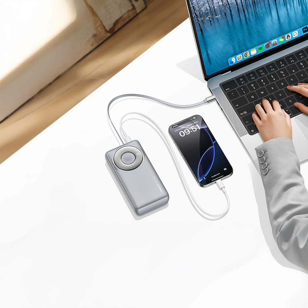 Recci RPB-P72 Hızlı Şarj Özellikli Type-C Kablolu Powerbank 65W 20.000mAh - 12