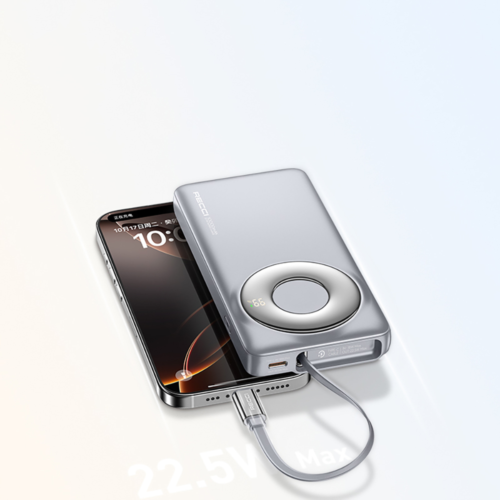 Recci RPB-P58 PD Hızlı Şarj Özellikli Type-C Kablolu Powerbank 22.5W 10.000mAh - 1