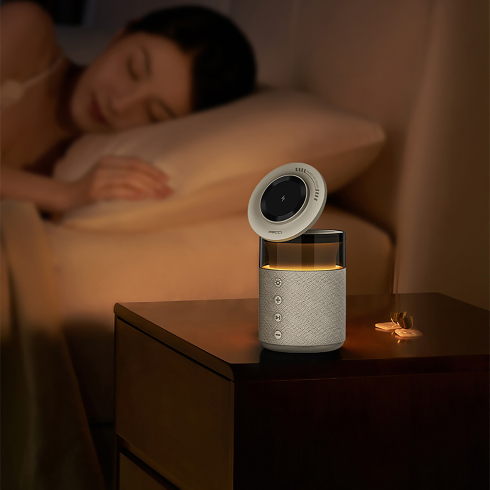Recci RCW-51 Kablosuz Şarj Standı Ambiyans Işıklı Bluetooth Speaker Hoparlör Özellikli - 7