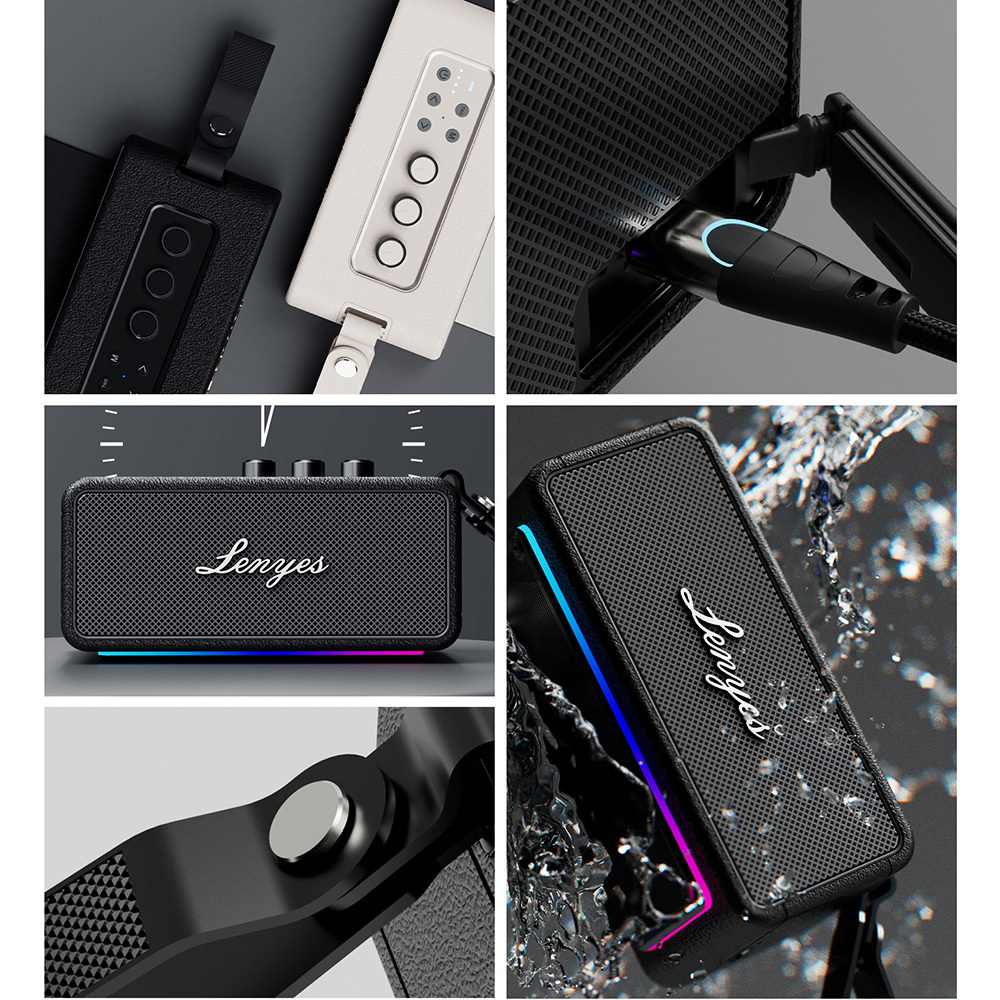Lenyes S876 Supreme Serisi RGB Işıklı Taşınabilir Su Geçirmez TWS Bluetooth Hoparlör v5.3 45W - 4