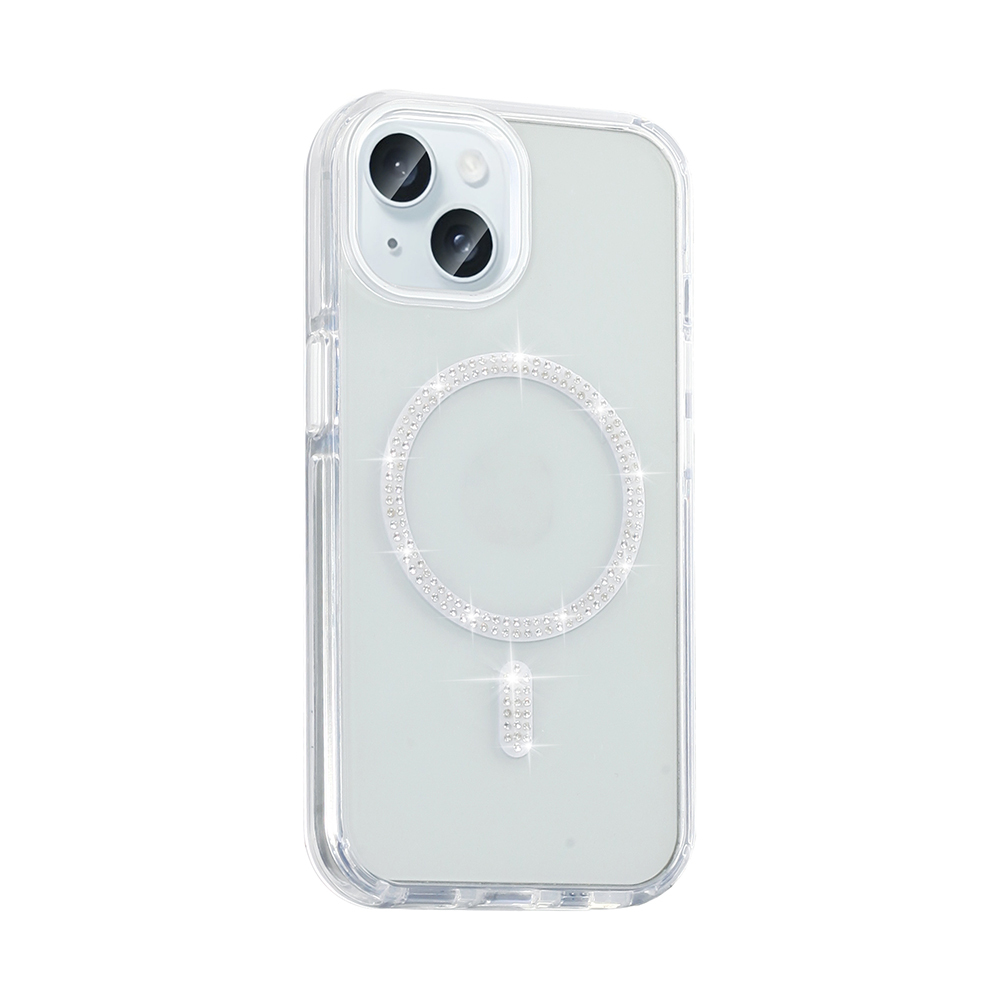 Apple iPhone 15 Plus Uyumlu Kılıf Taşlı Tasarım M-safe Şarj Özellikli Zore Koment Silikon Kapak - 2