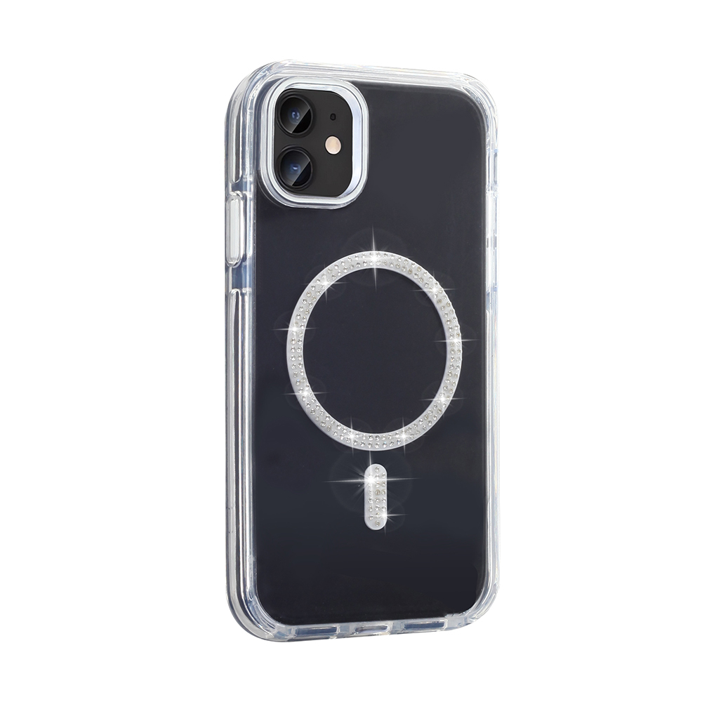 Apple iPhone 11 Uyumlu Kılıf Taşlı Tasarım M-safe Şarj Özellikli Zore Koment Silikon Kapak - 4