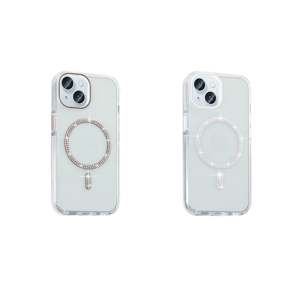 Apple iPhone 15 Uyumlu Kılıf Taşlı Tasarım M-safe Şarj Özellikli Zore Koment Silikon Kapak - 5