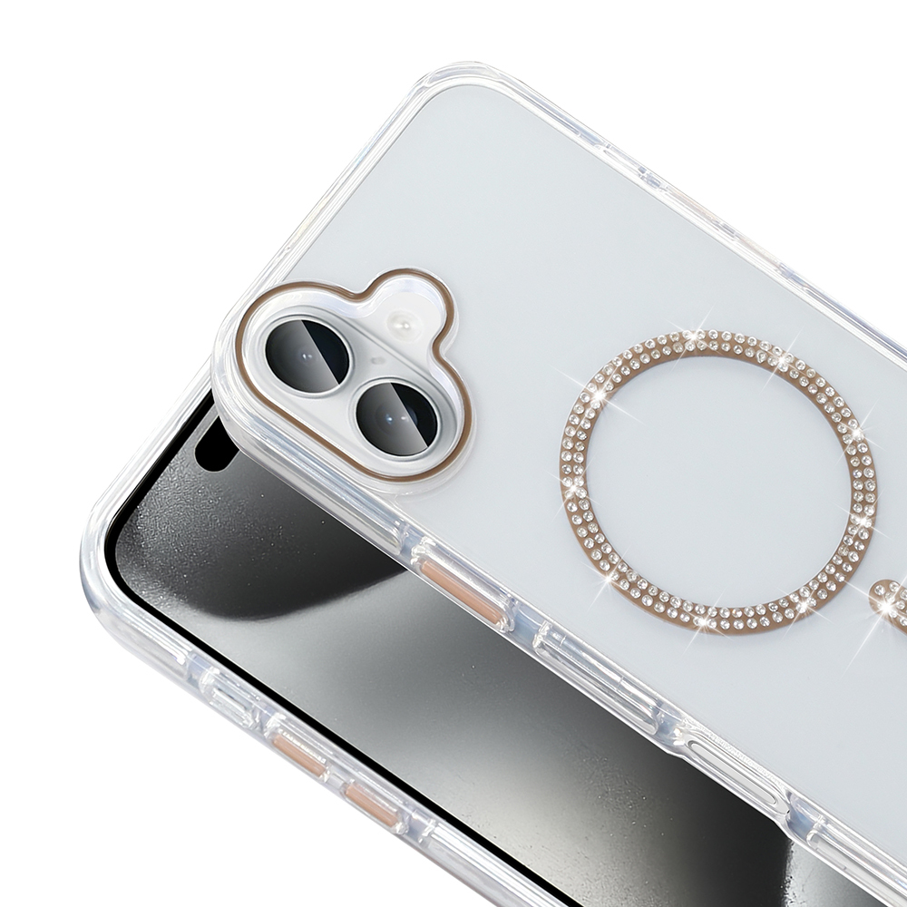 Apple iPhone 16 Pro Uyumlu Kılıf Taşlı Tasarım M-safe Şarj Özellikli Zore Koment Silikon Kapak - 1