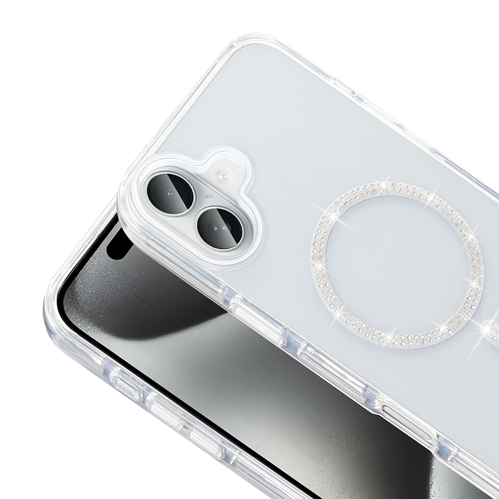 Apple iPhone 16 Pro Uyumlu Kılıf Taşlı Tasarım M-safe Şarj Özellikli Zore Koment Silikon Kapak - 3