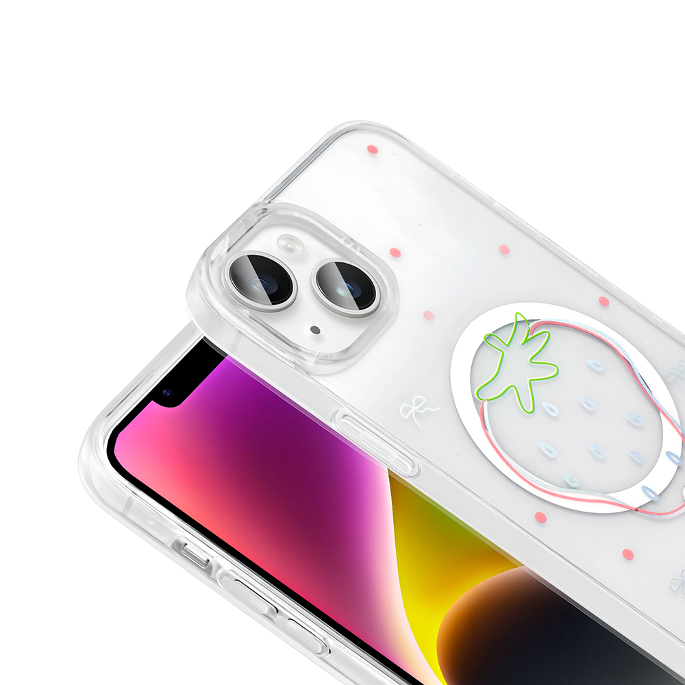 Apple iPhone 14 Uyumlu Kılıf M-Safe Şarj Özellikli Şeffaf Zore Folk Sert Kapak - 9