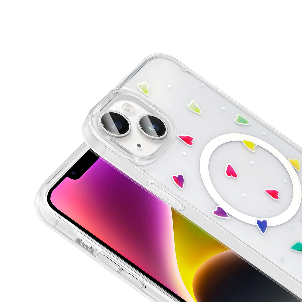 Apple iPhone 14 Uyumlu Kılıf M-Safe Şarj Özellikli Şeffaf Zore Folk Sert Kapak - 10