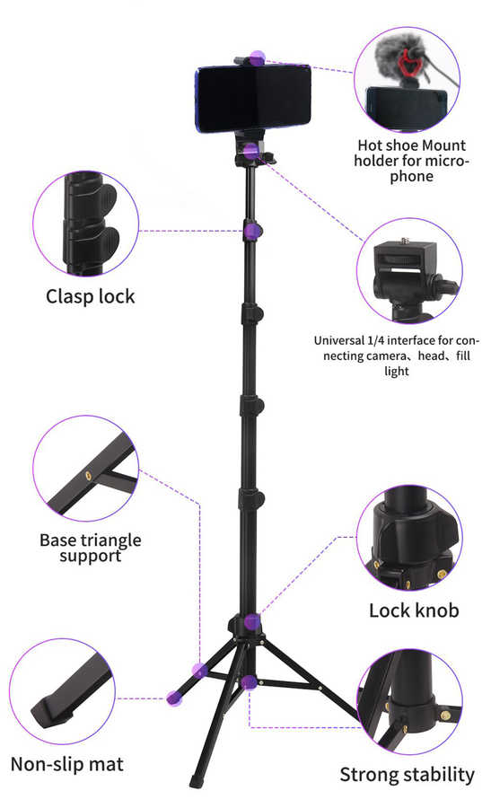 Jmary MT-36 Tripod 171 cm 360 Derece Dönebilen Başlık 4 Kademeli Yükselik Ayarı - 2