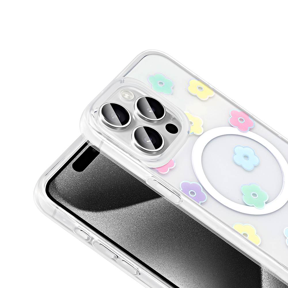 Apple iPhone 15 Pro Uyumlu Kılıf M-Safe Şarj Özellikli Şeffaf Zore Folk Sert Kapak - 8