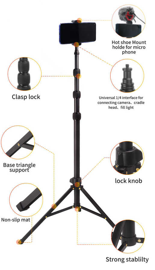 Jmary MT-45 Tripod 168 cm 360 Derece Dönebilen Başlık 3 Kademeli Yükseklik Ayarı - 5