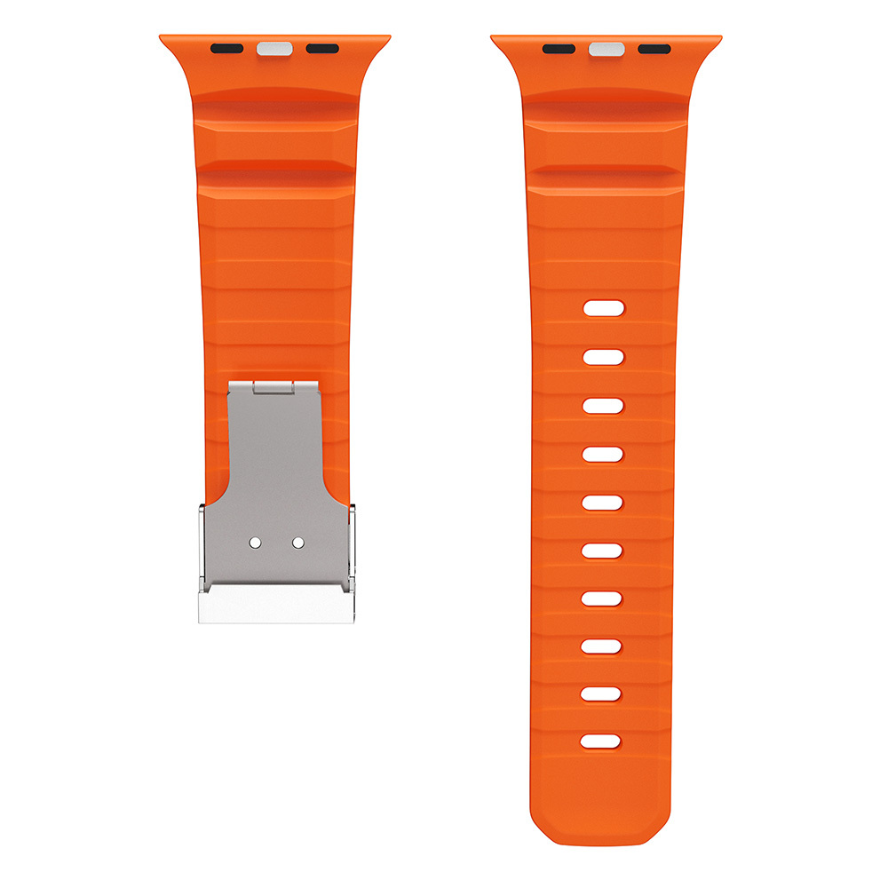 Apple Watch 42mm Uyumlu Zore KRD-145 Metal Tokalı Silikon Kordon - 18