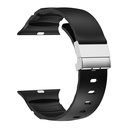 Apple Watch 44mm Uyumlu Zore KRD-145 Metal Tokalı Silikon Kordon - 1