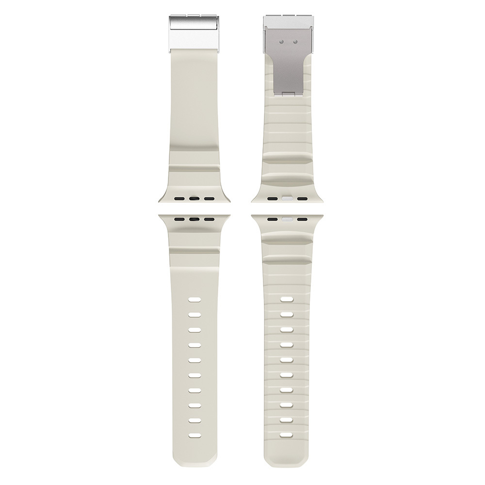 Apple Watch 44mm Uyumlu Zore KRD-145 Metal Tokalı Silikon Kordon - 3