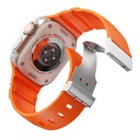 Apple Watch 44mm Uyumlu Zore KRD-145 Metal Tokalı Silikon Kordon - 8