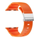 Apple Watch 44mm Uyumlu Zore KRD-145 Metal Tokalı Silikon Kordon - 9