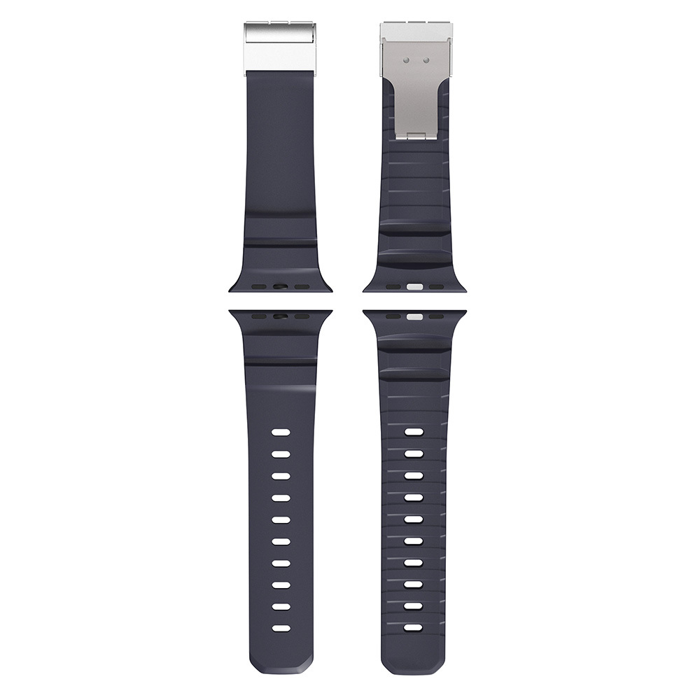 Apple Watch 44mm Uyumlu Zore KRD-145 Metal Tokalı Silikon Kordon - 15