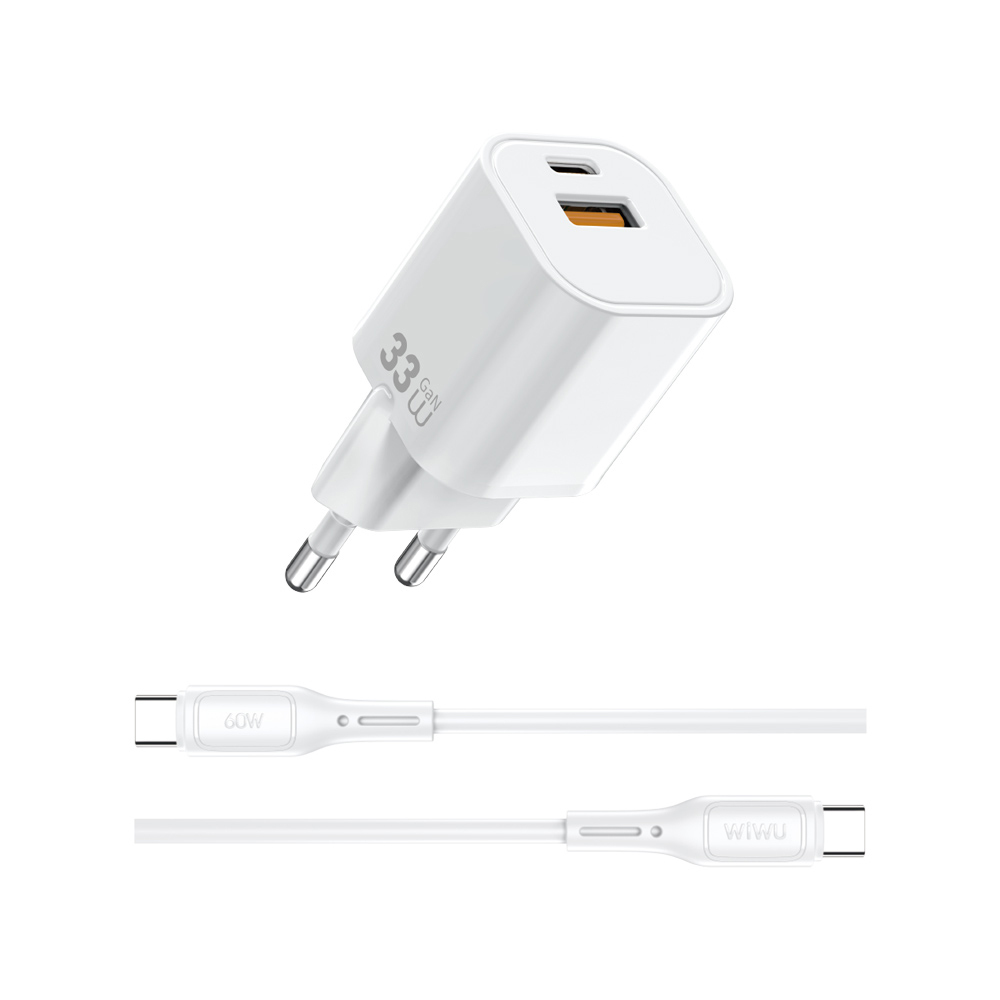 Wiwu Wi-G018 Cube Serisi Type-C to Type-C GaN Tech PD Hızlı Şarj Özellikli Kablolu Şarj Seti 33W - 2