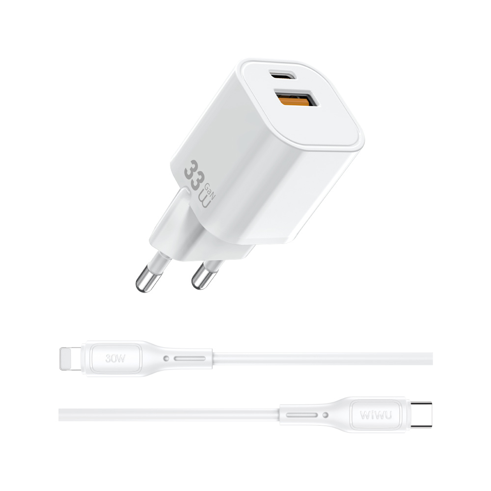Wiwu Wi-G018 Cube Serisi Type-C to Lightning GaN Tech PD Hızlı Şarj Özellikli Kablolu Şarj Seti 33W - 2