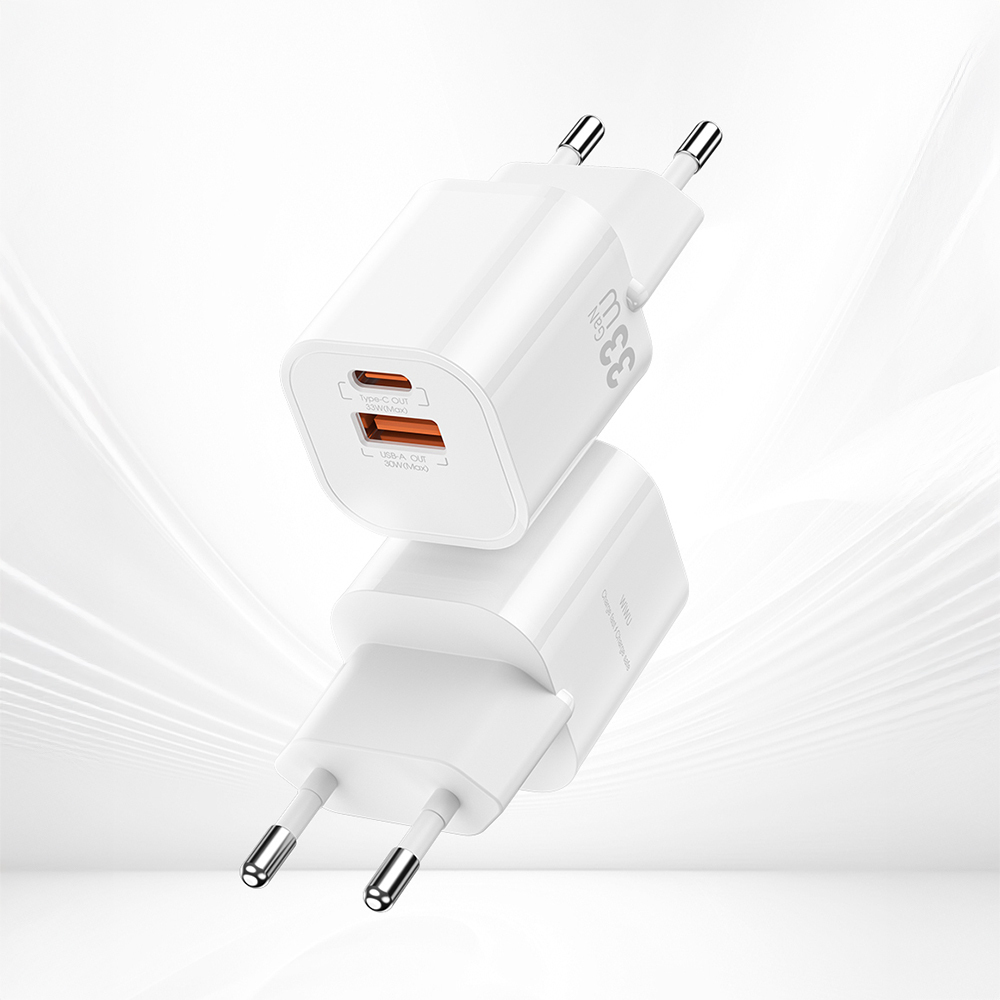 Wiwu Wi-G017 Cube Serisi Type-C PD & USB-A GaN Tech PD Hızlı Şarj Özellikli Mini Şarj Başlığı 33W - 1