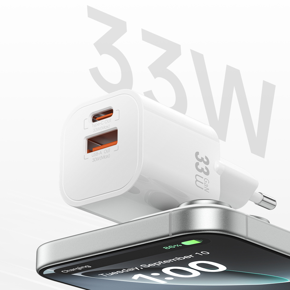 Wiwu Wi-G017 Cube Serisi Type-C PD & USB-A GaN Tech PD Hızlı Şarj Özellikli Mini Şarj Başlığı 33W - 4