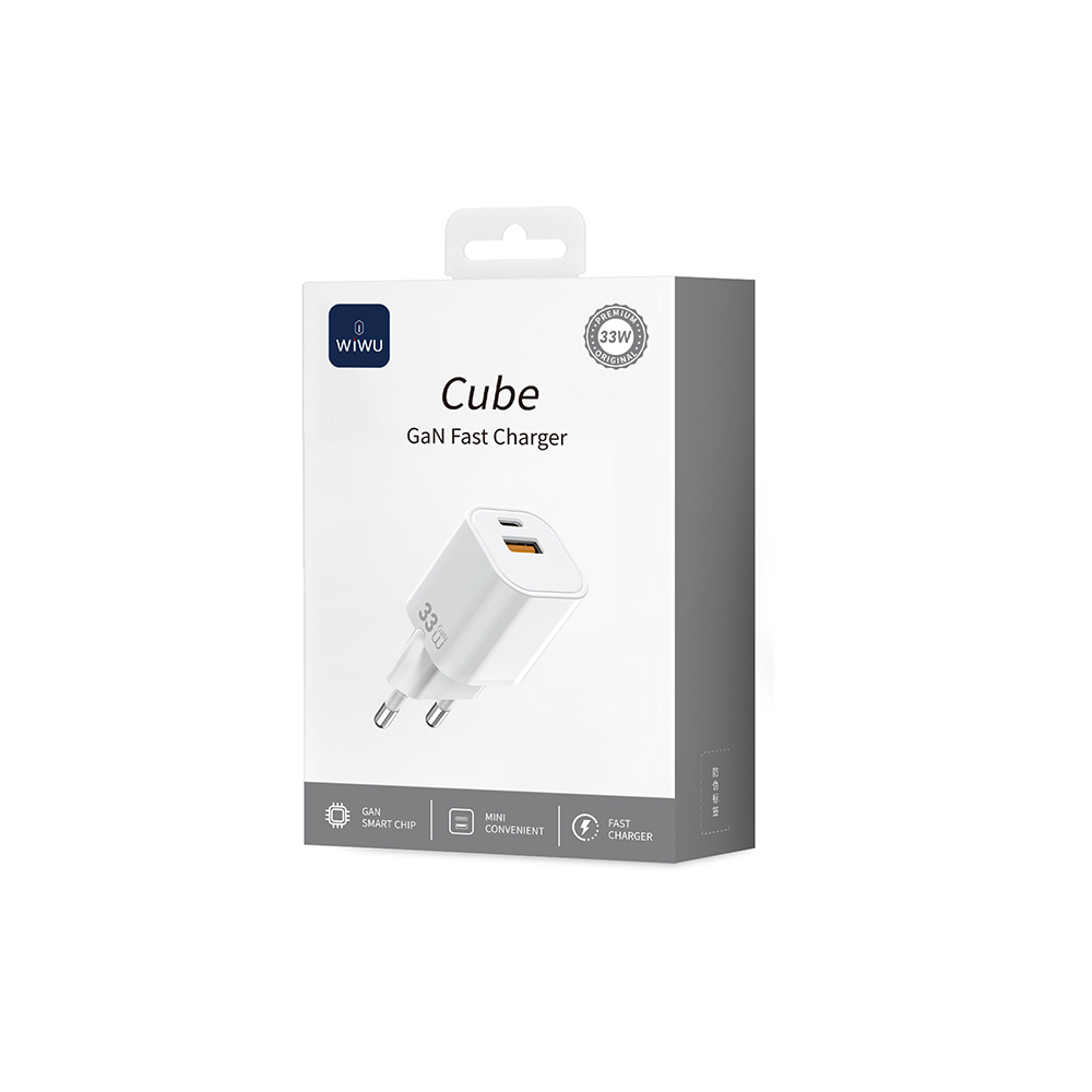 Wiwu Wi-G017 Cube Serisi Type-C PD & USB-A GaN Tech PD Hızlı Şarj Özellikli Mini Şarj Başlığı 33W - 8